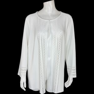 GRAVER Susan Graver LK Fusion Plus Regular Laser Cut Cardigan Cream Petal L